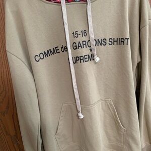 Supreme Beige Hoodie with Black Print